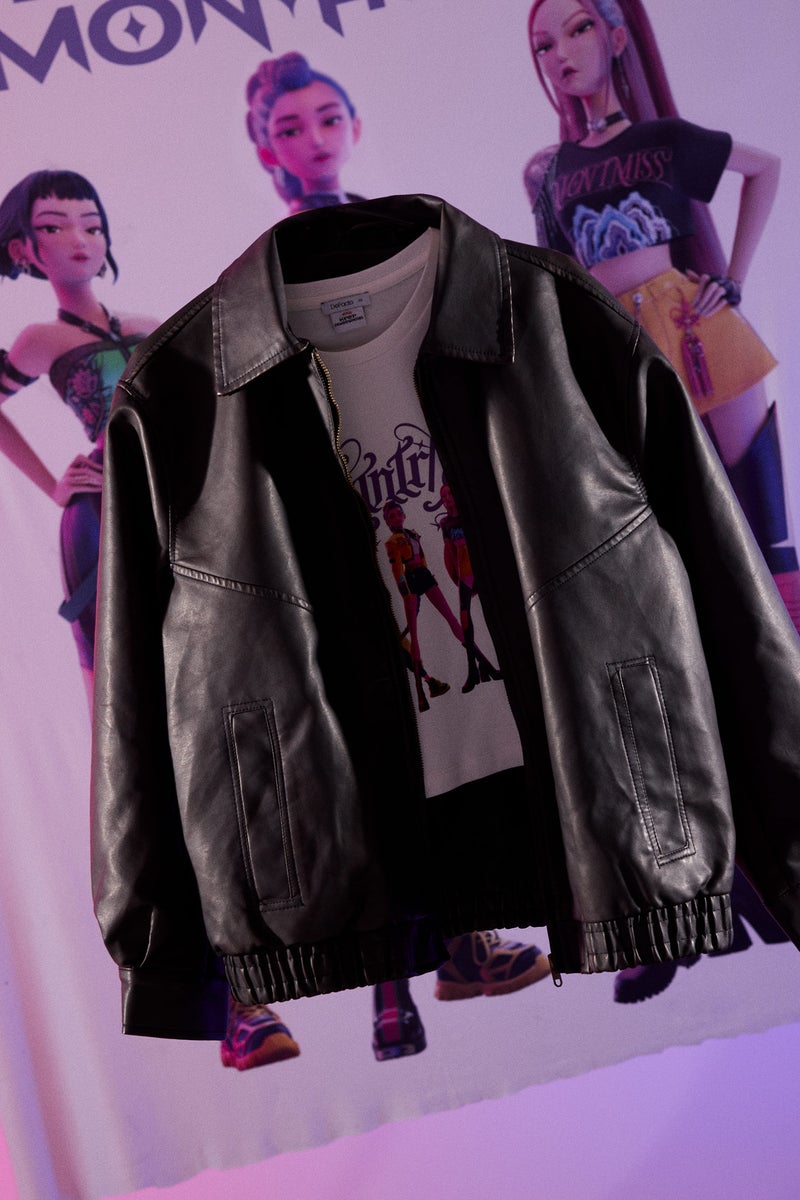 ديفاكتو جاكيت جلد صناعي داد فيت بياقة بولو - Image 3